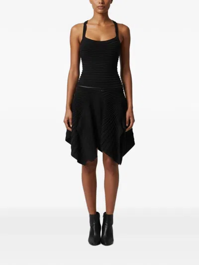 Pre-owned Alaïa Sleeveless Asymmetric Dress In Black