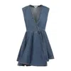 Alaïa Sleeveless Denim-texture Mini Dress In Blue