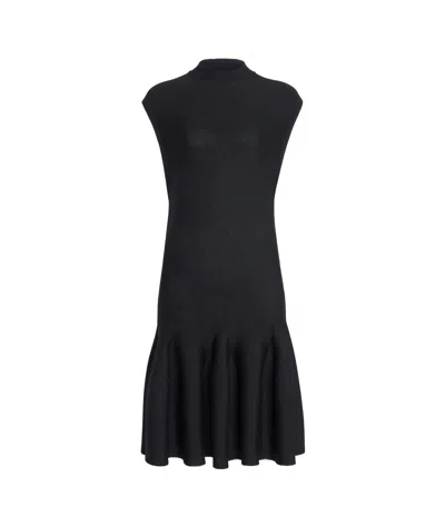 ALAÏA ALAÏA SCULPTURAL GODET KNIT CAP SLEEVE DRESS