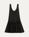 Alaïa Sleeveless Drop-waist Flared Skirt Mini Dress In Noir Alaia