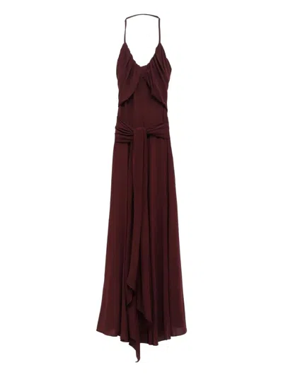 Alaïa Alaia Sleeveless Evening Gown With Adjustable Waist In Burgundy