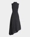Alaïa Sleeveless High-neck Sculpted Midi Dress In Anthracite
