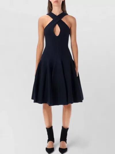Alaïa Sleeveless Keyhole Compact-knit Mini Dress In Black
