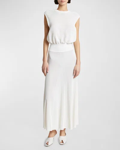 Alaïa Sleeveless Knit Maxi T-shirt Dress In Blanc