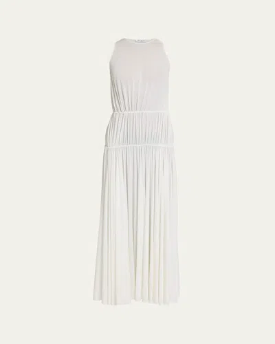 Alaïa Sleeveless Pleated Goddess Dress In White