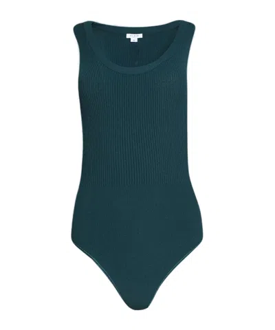 Alaïa Sleeveless Ribbed Knit Bodysuit In Blue