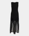 Alaïa Sleeveless Ruffled Ladder Knit Maxi Dress In Black