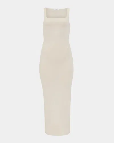Alaïa Sleeveless Silk Bodycon Midi Dress In White