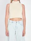 Alaïa Folded Hem Chunky Sleeveless Top In White