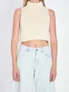 Alaïa Folded Hem Chunky Sleeveless Top In White