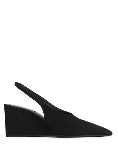 Alaïa Suede Slingback With Cube Wedge In Black
