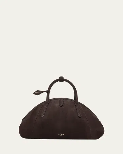 Alaïa Small Dome Top-handle Bag In Suede In Brown
