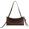 Alaïa Le Click Small Shoulder Bag In Glossy Leather In Marron Fonce