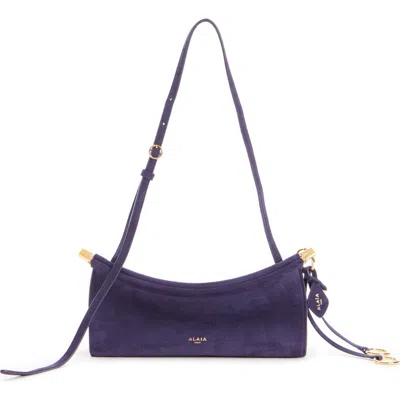 Alaïa Small Le Click East/west Suede Shoulder Bag In Purple