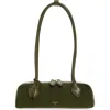 Alaïa Small Le Teckel Suede East/west Shoulder Bag In Green