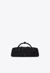 Alaïa Small Le Teckel Suede Top Handle Bag In Black