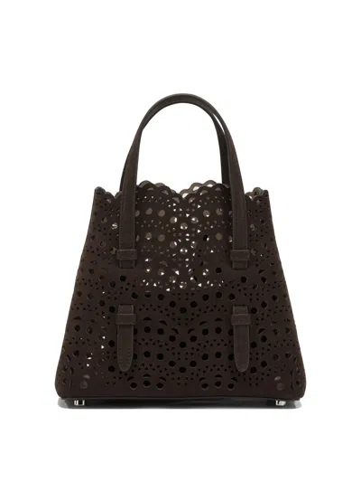 Alaïa Small "mina 20" Handbag In Brown