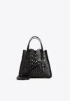 Alaïa Mina 20 Tote Bag In Vienne Perforated Leather In Black