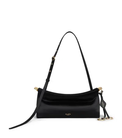 Alaïa Small Satin Le Click East West Shoulder Bag In Black