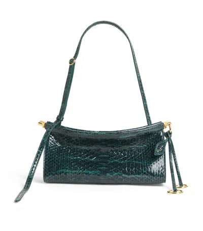 Alaïa Small Snakeskin Le Click East West Shoulder Bag In Red