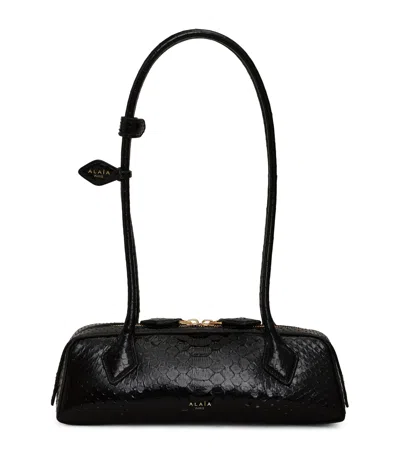 Alaïa Small Snakeskin Le Teckel Shoulder Bag In Black