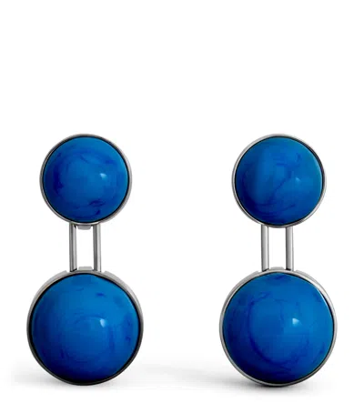 Alaïa Small Sphere Pendant Drop Earrings In Blue