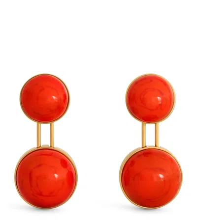 Alaïa Small Sphere Pendant Drop Earrings In Orange