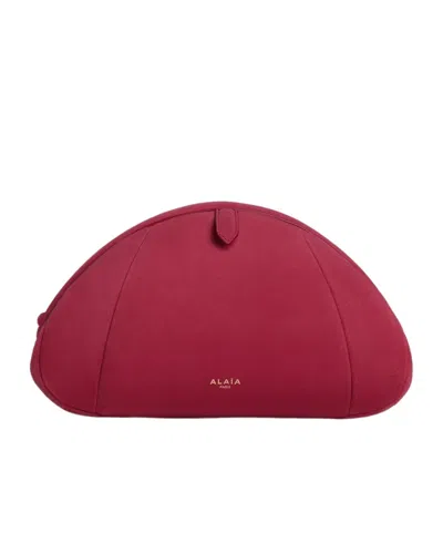 Alaïa Small Suede Clutch Bag In Carmine