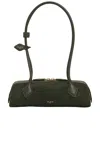 Alaïa Le Teckel Small Leather-trimmed Suede Shoulder Bag In Green