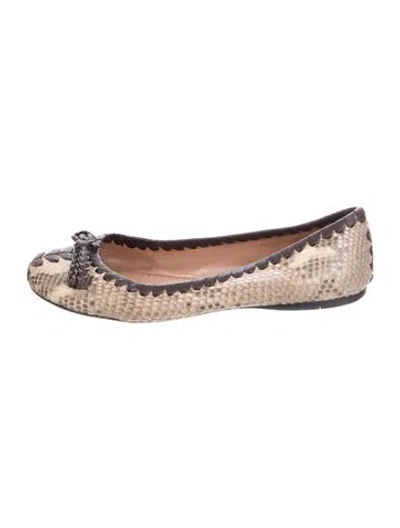 Pre-owned Alaïa Snakeskin Animal Print Ballet Flats In Brown