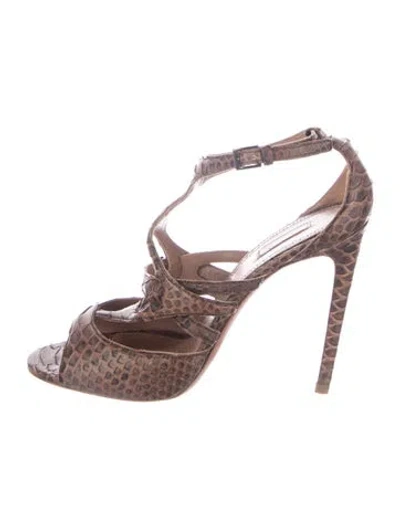 Pre-owned Alaïa Snakeskin Animal Print Pumps In Brown