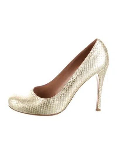 Pre-owned Alaïa Snakeskin Animal Print Pumps In Gold