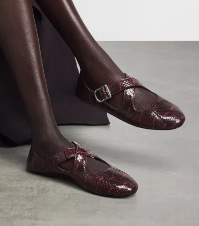 Alaïa Snakeskin Criss-cross Ballet Flats In Red