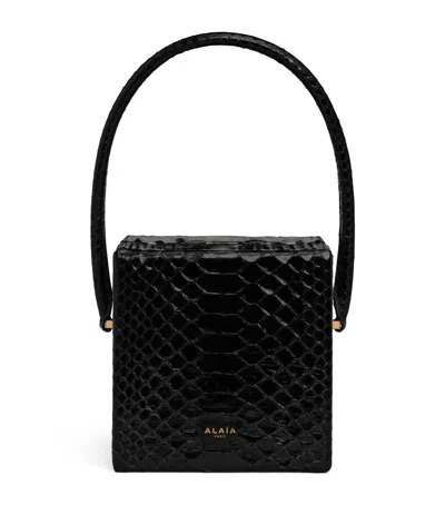 Alaïa Snakeskin Cube Top-handle Bag In Black
