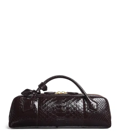 Alaïa Snakeskin Le Teckel Top-handle Bag In Brown
