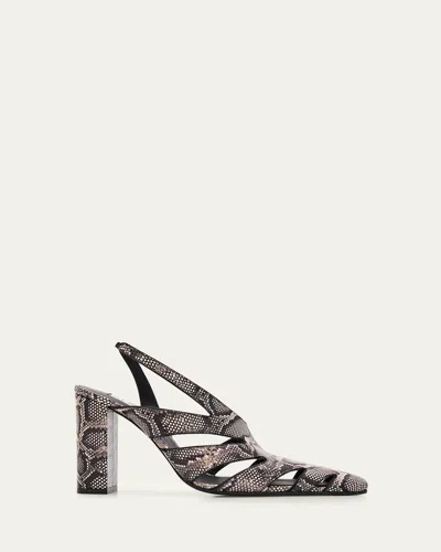 ALAÏA SNAKESKIN LEATHER CUTOUT SLINGBACK PUMPS