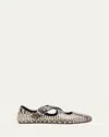 Alaïa Snakeskin Leather Pattern Cross Ballerina Flats