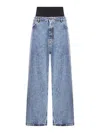 Alaïa Snow Denim Jeans With Knit Band In Blue