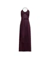 Alaïa Long Burgundy Draped Jersey Dress In Burgundy