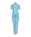 Alaïa Soft Jersey Maxi Dress In Blue