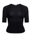 Alaïa Womens Alaia Ruched Round-neck Stretch-woven Top In Black