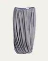 Alaïa Soft Jersey Twisted Draped Skirt In Gray