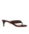 Alaïa Solid Suede Sandals In Brown