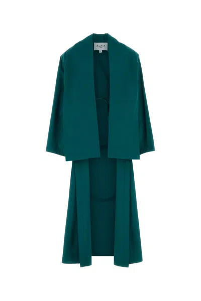 Alaïa Soprabito In Popeline Petrolio  Donna In Green