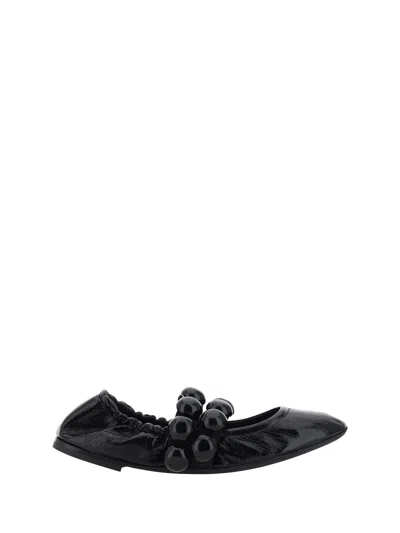 Alaïa Black Leather Ballet Flats