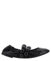 Alaïa Embellished Crinkled-leather Ballet Flats In Black