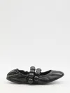 Alaïa Embellished Crinkled-leather Ballet Flats In Black