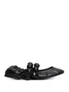 Alaïa Embellished Crinkled-leather Ballet Flats In Black