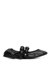 Alaïa Embellished Crinkled-leather Ballet Flats In Black