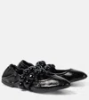 Alaïa Embellished Crinkled-leather Ballet Flats In Black